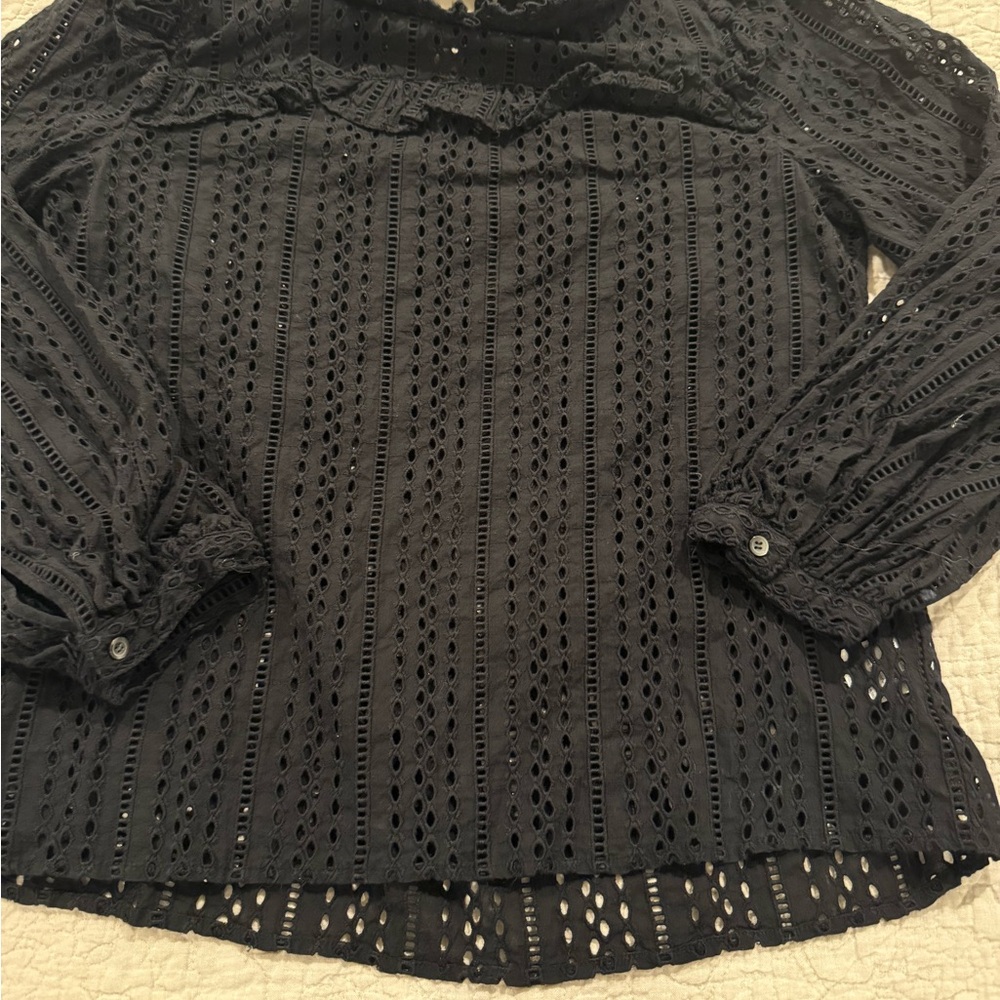 Madewell Black Eyelet Blouse